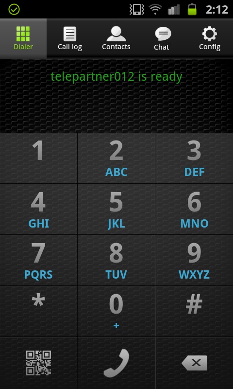 Ekran aplikacji Zoiper na telefonie komórkowym